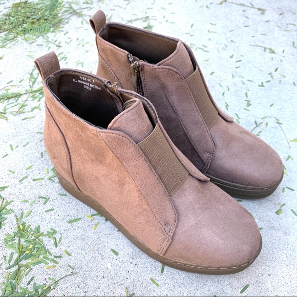 New Taupe Brown Mauve High Top Ankle Sneakers Booties - Picture 1 of 8